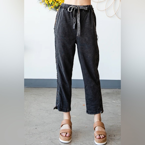 Oli & Hali Pants - #065 Last 1! OLi & Hali Black Washed Denim Pants with Side Details